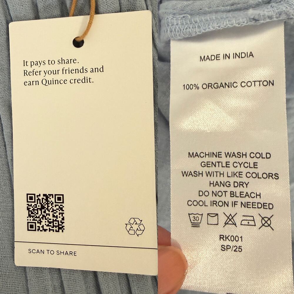 Quince NWT 100% Organic Cotton Gauze Sleeveless Swing Dress Ocean Breeze S - Picture 14 of 15